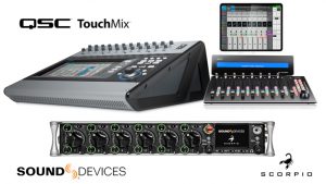 Icon Pro Audio Platform M+ - QSC Touchmix - Sound Devices Scorpio - Synthax Audio UK
